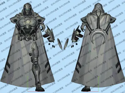 Marvel Rivals - Moon Knight S1 Armor - DIY Cosplay Pepakura Foam Low-poly 3D model