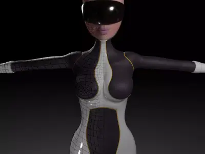 Sci fi Cartoon Girl Low-poly 3D model