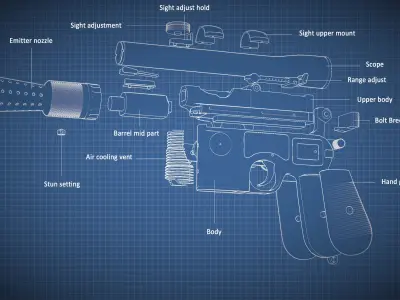 HAN SOLO DL-44 HEAVY BLASTER PISTOL FOR 3D PRINT 1to1 SCALE 3D print model