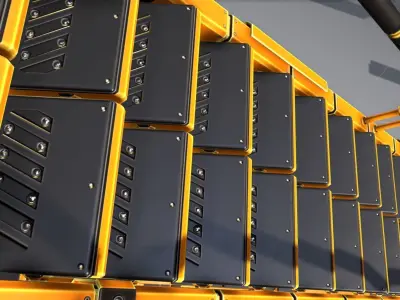 Modular Stairs Collection Orange Painted Metal Low-poly 3D model