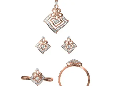 Light wt Ring Earrings Pendant set stl jcd 1-render details 3D print model 2