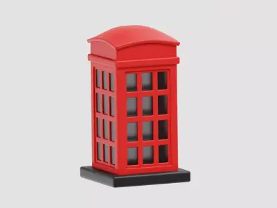British Red Telephone Box telephone booth Low-poly 3D model