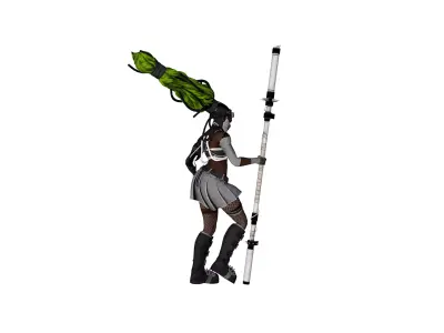 Apocalyptic Female Warrior  Game Ready 3D Model Low-poly 3D model