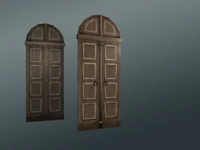 Wooden Door with Detailing Low-poly 3D model