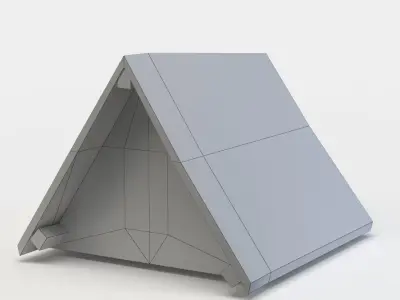 Dormer cottage with roof Low-poly 3D model