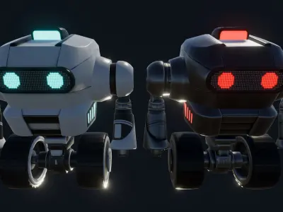 Wheeled Robot Low-poly 3D model