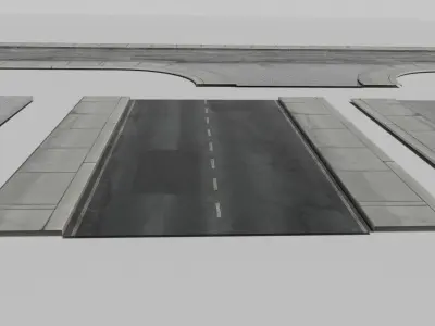 Modular roads Low-poly 3D model
