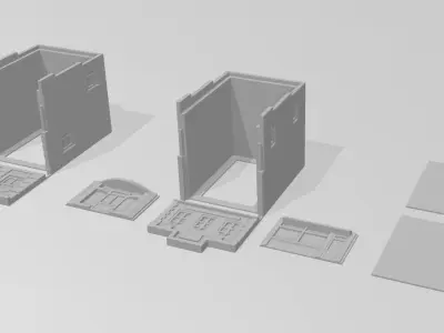 Shop Store Building 2pcs by Outland Models 3D Printable 3D print model
