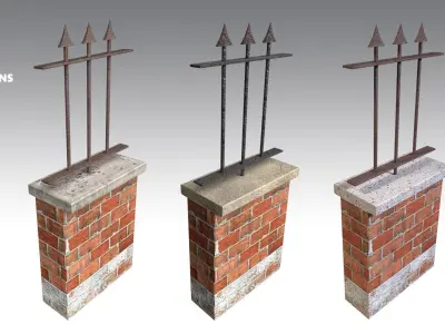 Brick Wall Pack PBR - Modular - Version 4 -  Low-poly 3D model