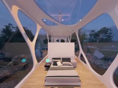 Mountain cliff beach house  Modern Organic architecture 3ds max 3D model