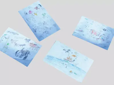 Child Hand Drawing Sketches Low-poly 3D model