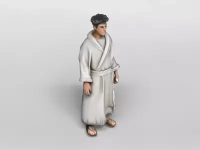 Stylized Male Character in Bathrobe 3D Model 3D model