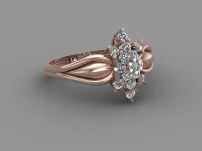 Rose Gold Women Diamond Ring 3D print model 3D print model 63