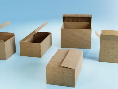 Cardboard group of boxes Low-poly 3D model