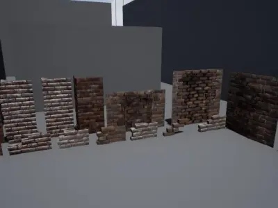 Brick and Wall Pack 01 Low-poly 3D model