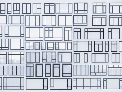  windows- Floor-to-ceiling windows-Windows 3D model