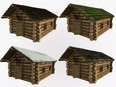 Wooden house  Low-poly 3D model