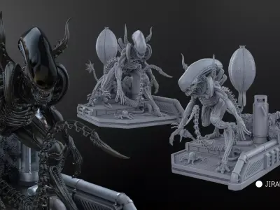 Alien Earth Diorama STL Model 3D print model