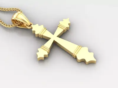 Light Gold 18K Cross Pendant 2CP080 3D print model
