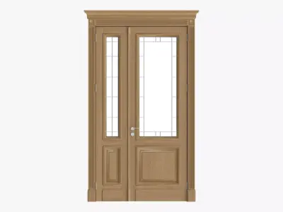 Door classic with glass double 02 3D model