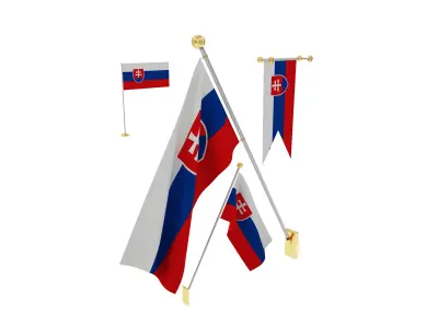 Flags of Slovakia  3D model