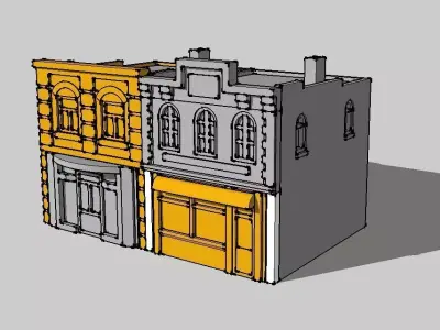 Shop Store Building 2pcs by Outland Models 3D Printable 3D print model