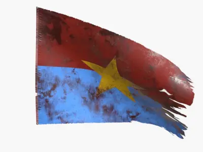 The flag of the Viet Cong Low-poly 3D model