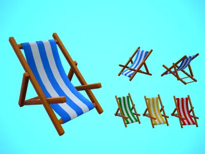 BEACH CHAIR CARTOON STYLIZED  Low-poly 3D model