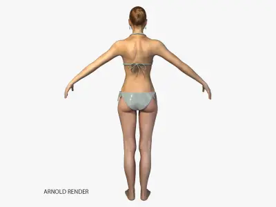 Rigged Realistic Female Character with Bikini 3D model