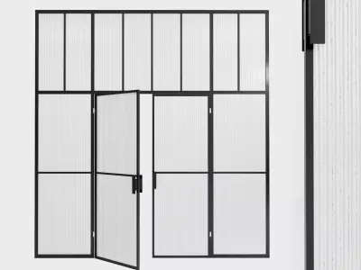 Glass partition door 88 Low-poly 3D model