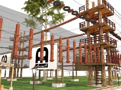 the site of competitions for crossing obstacles at height 3D model