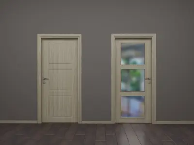 WOOD DOOR COLLECTION - Modern Interior Wooden Door - Real UVW 3D model