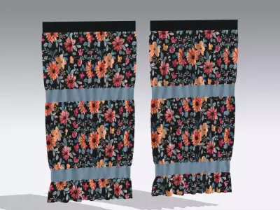 Curtain Low-poly 3D model 5