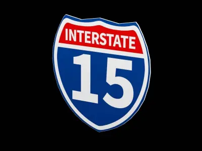 Street Sign Interstate Low-poly 3D model