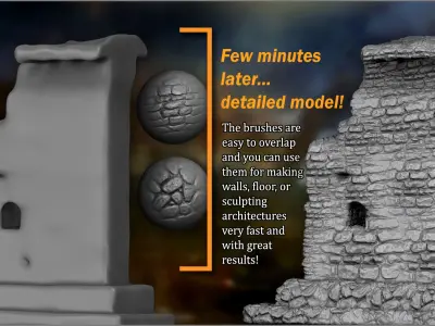 Wall Maker 120 ZBrush Brushes 3D model