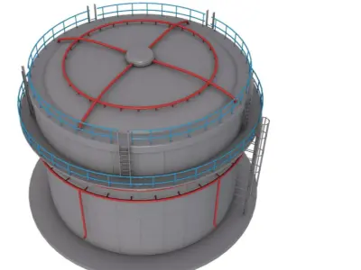 Cylindrical Oil Tank 3D model