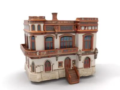 Victorian Stone Mansion model pack Low-poly 3D model