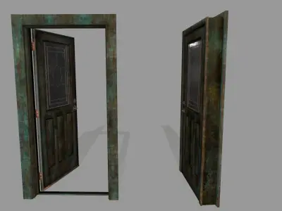 door 1 pair of wooden doors Low-poly 3D model buy