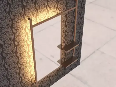 Simple Classic Mirror with lighting 3D model