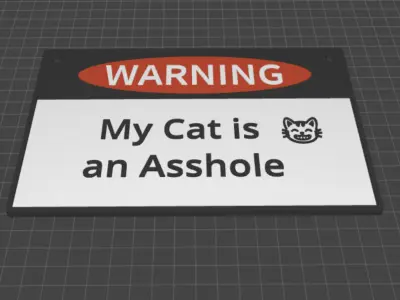 Warning Cat Sign 3D print model