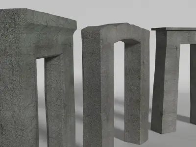 Ancient Gates Set Low-poly 3D model