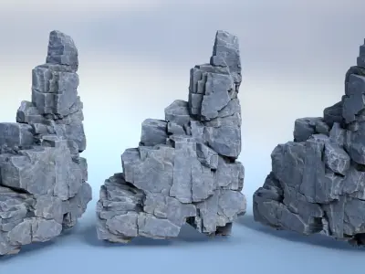 6 Modular Cliff Faces - 240915 Low-poly 3D model