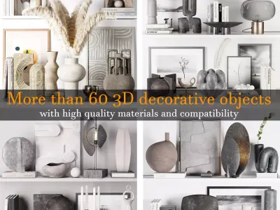 More than 60 3D decorative objects Collection 3D Model Pack