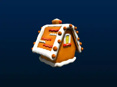 Cartoon Style GingerBread House Low-poly 3D model