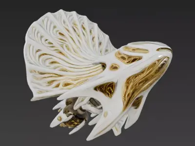 Fantasy Cyber Fish Creature Model Low-poly 3D model