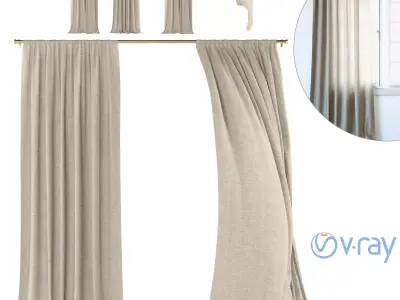 Curtains 111 Linen Wind 3D model