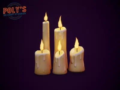 Candle Pack - Stylized Low Poly Low-poly 3D model