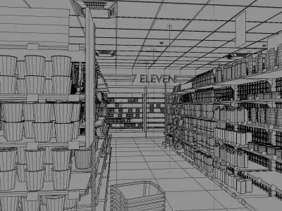 711 Convenience Store Model Japan with blender file Low-poly 3D model