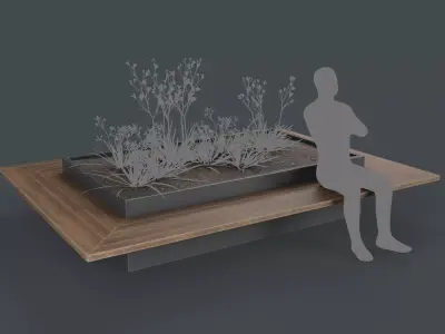Modern Outdoor Bench 113 PBR Game Ready Low-poly 3D model