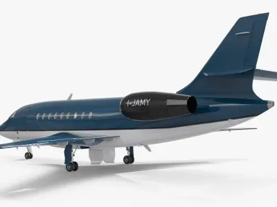  Falcon Business Jet Dassault 2000 Grey Rigged for Cinema 4D 